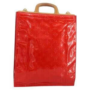 LOUIS VUITTON Monogram Vernis Stanton Tote Bag Red M91078 LV Auth 154578
